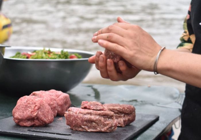 Recipes from the River: Bison Burgers with Strawberry Kale Salad