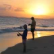 Father and Daughter beach fishing