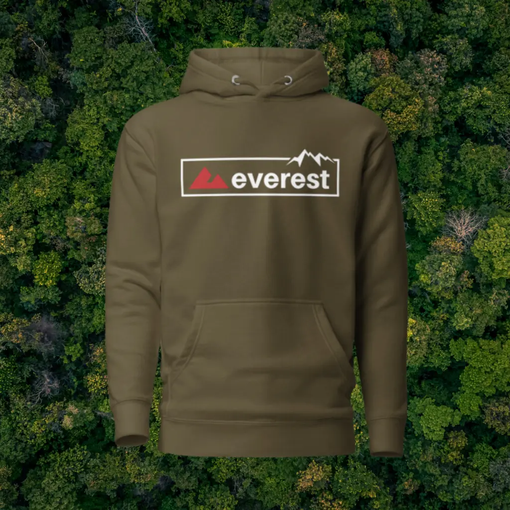 The Everest Mountainscape Logo Hoodie with the Everest Logo and Mountainscape Design